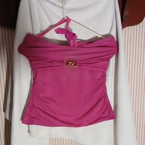 Michael Kors Hot Pink Strapless Camisole with Gold Accent